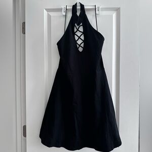 Express Black Backless Halter Summer Dress